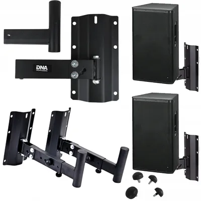 Immagine prodotto di Set di supporti a parete per altoparlanti DNA BOX WALL, confezione da 2, colore nero, robusti e durevoli, capacità fino a 30 kg