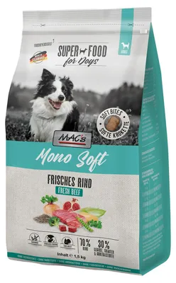 Produktbild von MAC's Dog Mono Soft Frisches Rind 1.5kg, Adult, jede Rasse, Rind, 1,5 kg