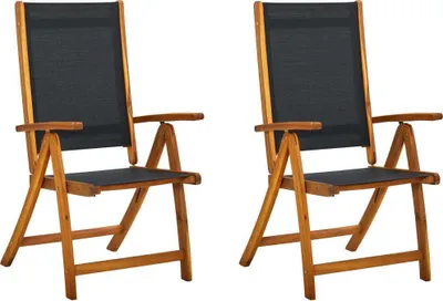 Image de Chaises pliables de jardin lot de 2 Bois d'acacia et textilène