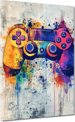 Produktbild von Game Controller Pop Art bunt modern Leinwandbild Wandbild Kunstdruck Wanddeko: 30x40x2cm