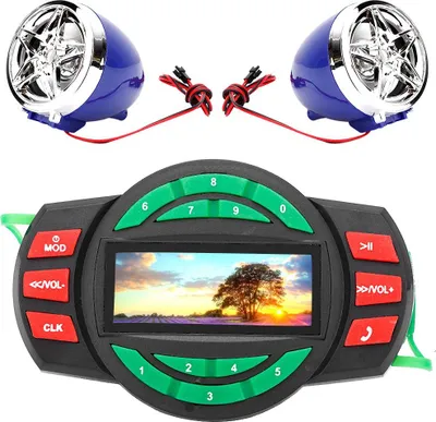 Zdjęcie produktu dla Wodoodporny motocyklowy odtwarzacz MP3 LCD, głośnik radiowy BT FM z funkcją ładowania telefonu