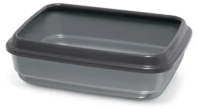 Imagen del producto de Arenero para gatos fabricado con materiales reciclados, de 50 x 40 x 14,5 cm, color gris