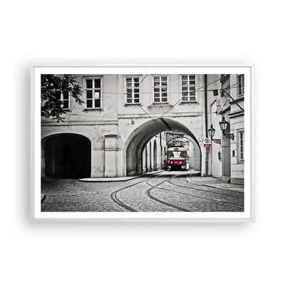 Produktbild von Gerahmtes Poster - Weißer Rahmen - Tschechisch Straßenbahn Prag - 100x70 cm - Wand Bild - Wanddeko - Wandbilder - Wandposter - Bilderrahmen - Bilder - Kunstdruck - Wandbild - P2WAA100x70-4193
