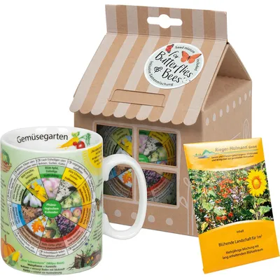 Immagine prodotto di Könitz Becher Wissensbecher Gemüsegarten mit Samentüte in Geschenkbox, Tasse, Porzellan, Bunt, 460 ml, 11 5 000 2795