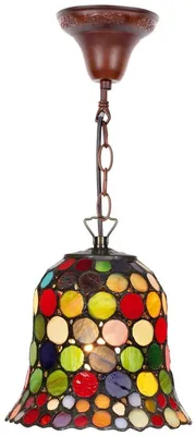 Obrázok produktu pre Zavesené svietidlo Casa Padrino Tiffany, viacfarebné, priemer 16 cm – Ručne vyrobená lampa Tiffany z skla a kovu