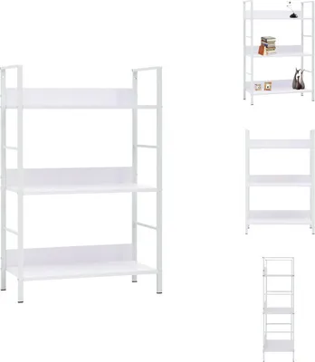 Obrázek produktu pro vidaXL Knihovna 3 police Bílá 60×27,6×90,5 cm Materiál na bázi dřeva - Knihovny a regály