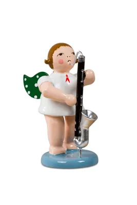 Produktbild von Holzfigur Engel mit Bassklarinette ohne Krone Höhe 6,5cm NEU