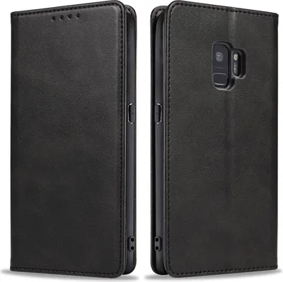 Produktbild von Handyhülle für Samsung Galaxy S9 Kunstleder Flip Cover Hülle Handytasche Case Kartenfach Farbe: Schwarz