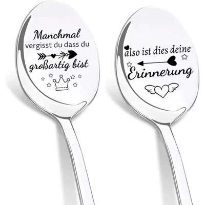 Produktbild von Kaffeelöffel mit Gravur, Edelstahl, 19 cm, Abschiedsgeschenk Lehrerin, Geburtstagsgeschenk Frauen