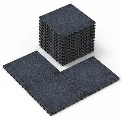 Image de Carreaux de moquette modulaires, système d'assemblage imbriqué, matériau résistant, couleur gris foncé