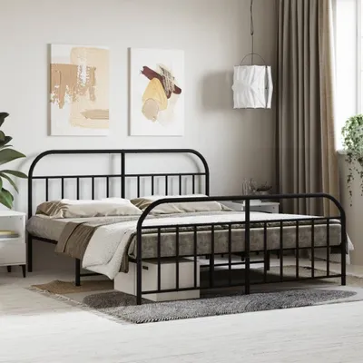 Produktbild von “2026 Moderne“Doppelbett/Jugendbett, Bettgestell mit Kopf- und Fußteil Metall Schwarz 183x213cm - Klassische Betten,Bettrahmen Designermöbel 4598743