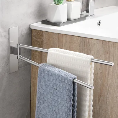 Produktbild von Handtuchhalter, 180° schwenkbar, 304 Edelstahl, selbstklebend, für Badezimmer