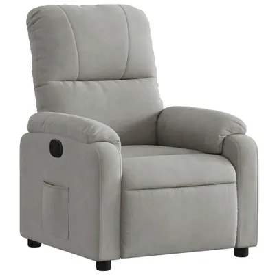 Zdjęcie produktu dla vidaXL Fotel Relax jasnoszary tkanina z mikrofibry