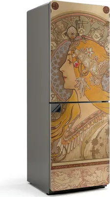 Zdjęcie produktu dla Alfons Mucha portret kobiety - magnetyczna osłona na lodówkę - magnetyczna osłona na lodówkę - magnes na lodówkę - samoprzylepna tablica magnetyczna - folia magnetyczna na drzwi lodówki - 70x190 cm