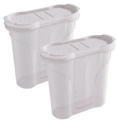 Zdjęcie produktu dla Novaliv solniczka ZESTAW 2 pojemników do przechowywania soli do posypywania 300 ml Wymiary (dł. x szer. x wys.): 11 x 5 x 11 cm Pojemniki na przyprawy z pokrywką Solniczka i pieprzniczka Pojemnik na paprykę Mały pojemnik na przyprawy Drobne przyprawy