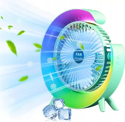 Image de Ventilateur de table pour l'été, LED, 3 vitesses, RGB, puissant, silencieux