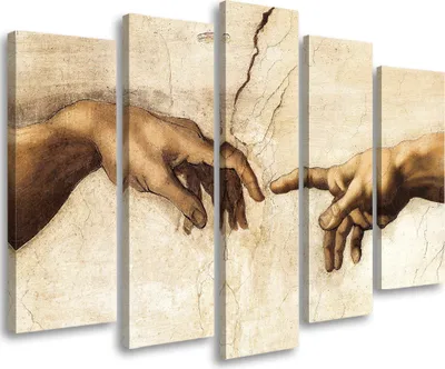 Produktbild von 5-teiliges leinwandbild erschaffung von adam 200x100 cm Feeby beige wandbild bereit zum aufhängen