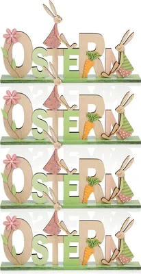 Produktbild von COM-FOUR® 4x Deko Aufsteller für Ostern - Schriftzug mit Osterhasen