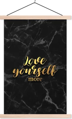 Produktbild von MuchoWow® Textilposter Zitate - Liebe - Gold - Marmor 40x60 cm mit holzfarbenen Rahmen - Poster