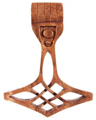 Produktbild von Wandschmuck Wikinger Thorshammer Holz Viking geschnitztes Ornament Hol
