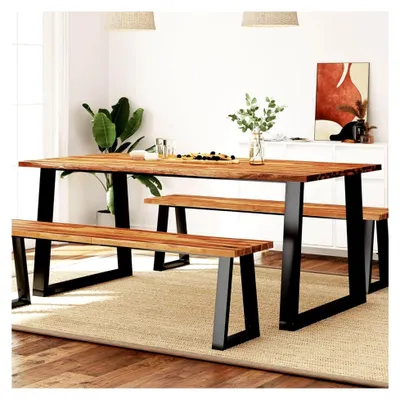 Produktbild von Esstisch mit Baumkante 180x90x75 cm aus massivem Akazienholz