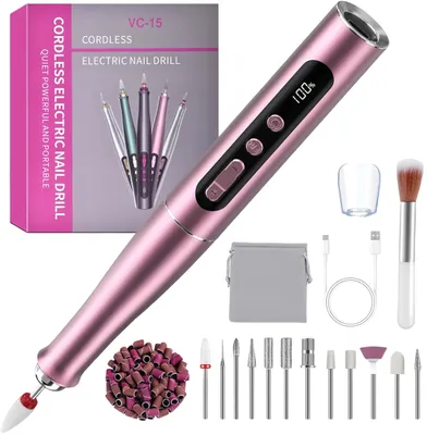 Produktbild von Elektrische Nagelfräser 35000 u/Min, Professionelle Nagelfeilen Set, Nagelbohrer DIY Maniküre Pediküre Set für Naturnägel, Rosa