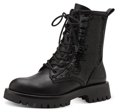 Produktbild von Tamaris Damen Schnürstiefel Vegan; BLACK/schwarz; 38 EU