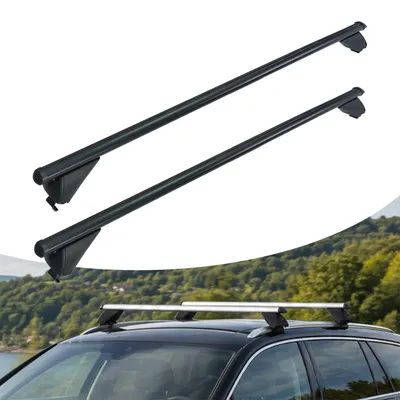 Produktbild von Relaxdays Dachträger, geschlossene Reling, 124 cm, Spannweite 110 cm, Querträger, 180 kg, Dachgepäckträger, Alu, schwarz