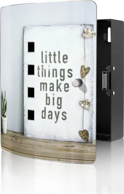 Zdjęcie produktu dla banjado designerska skrzynka na klucze ze stali nierdzewnej na 10 kluczy, szafka na klucze o wymiarach 24 x 21,5 x 7 cm z zamkiem magnetycznym, Little Things [BWSK 12708]