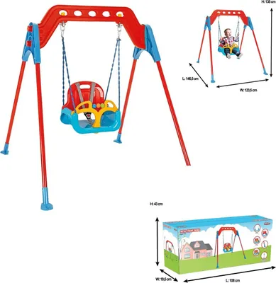 Produktbild von Pilsan Babyschaukel Swing 07968 mit Metallrahmen, Rückenlehne, abnehmbarer Bügel in blau