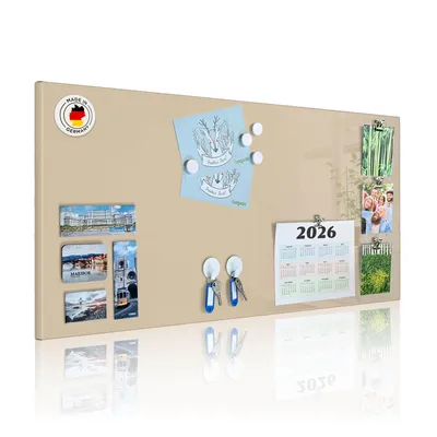Produktbild von banjado Magnettafel Elfenbeinfarben 78x37cm groß Magnetwand aus Metall Pinnwand für Küche, Büro [MTEL Blanco]