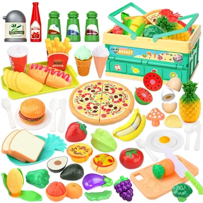 Produktbild von 55-teiliges Spielzeugset für Kinder mit Schneidezubehör