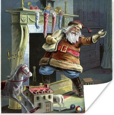 Produktbild von MuchoWow® Poster Retro-Weihnachtsmann - Weihnachten 100x100 cm - Babyzimmer