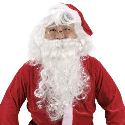Imagen del producto de Set de peluca de Papá Noel - Blanco - Peluca/barba - Gafas de Papá Noel - Accesorios de cosplay - Adecuado para adultos - 45 cm/42 cm - Disfraz de Papá Noel