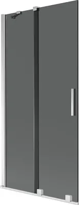 Produktbild von Mexen Velar Duschabtrennung 2-flügelig verschiebbar 95 x 150 cm, Grafit, Chrom - 896-095-000-41-01