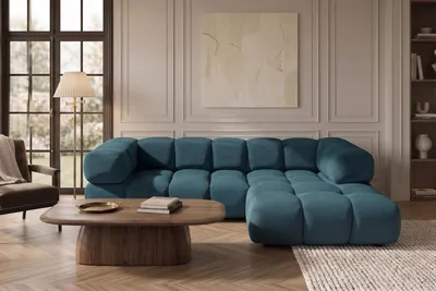 Produktbild von Kaiser Möbel Ecksofa L-Form, strukturierter Premiumstoff Sonic, Azurblau, Rechts, Averro