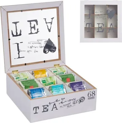 Produktbild von Weiße Teebox mit 9 Fächern