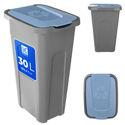 Image de Poubelle KADAX pour le tri sélectif, 30 l, avec couvercle, bleue