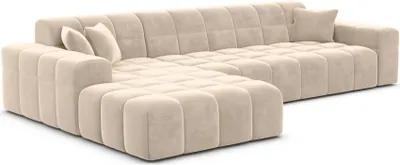 Produktbild von Samtstoff L-Form Sofa Nivara Creme Links