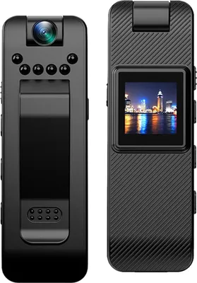 Produktbild von 1080P-Koerperkamera mit Audio- und Videoaufzeichnung Tragbare Koerperkamera Mini-Clip-on-Kamera-Camcorder mit um 180¡ã drehbarem Objektiv IR-Nachtsicht Magnetischer Rueckclip fuer Strafverfolgungsbeamte Lieferung Persoenliche Reisen Aussenaufnahmen