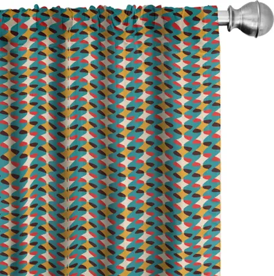 Produktbild von ABAKUHAUS Retro Vorhänge, Gardinen, Illustration der abstrakten Zahlen Wellenförmige Linie Muster Curvy formt bunte Grafik, 2 Stück 75 x 175 cm, Mehrfarbig