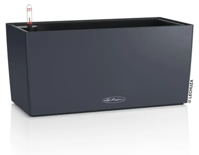 Produktbild von Pflanzkübel Blumenkasten Balkonkasten - 40 x 19 x 19 cm - Leigrau - Mit Bewässerungssystem
