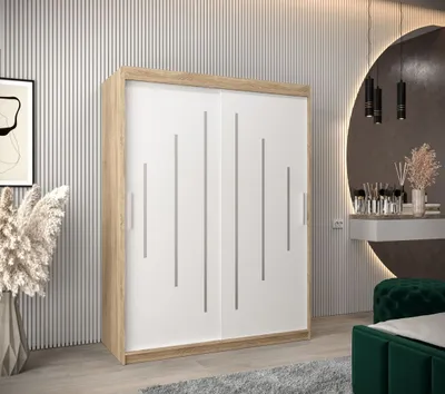 Obrázok produktu pre Moderná šatníková skriňa Elena 150 vo farbe sonoma-biela