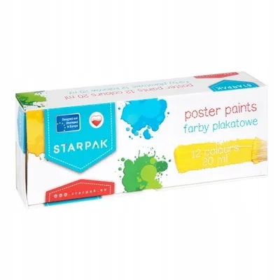 Obrázek produktu pro Farby plakatowe szkolne 12 kolorów 20 ml