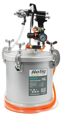 Immagine prodotto di Spruzzatori di vernice alta pressione, serbatoio con pistola a spruzzo regolabile, 10 l flusso di vernice e volume d'aria, per vernice a pressione, pressione regolabile 2-4 bar, con ugello 2.0mm, in acciaio con pistola a spruzzo,tubi,manometro, Notig