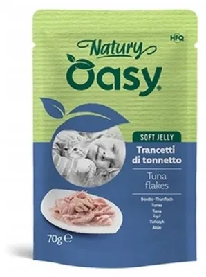 Imagen del producto de OASY Natury Soft Jelly Tuna, alimento húmedo para gatos, en hojuelas de atún, 70g