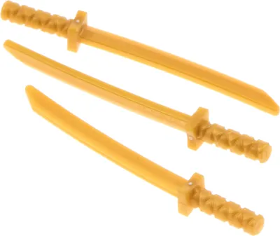 Imagen del producto de 3 figuras de Lego, arma de ninja/samurái, espada katana, color perla/dorado, números de referencia: 4614404, 30173b