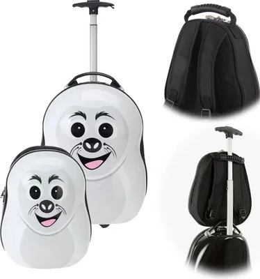 Produktbild von LS-LebenStil Kinder Reiseset 2-tlg. Robbe Kinderkoffer Rucksack Trolley Hartschalenkoffer