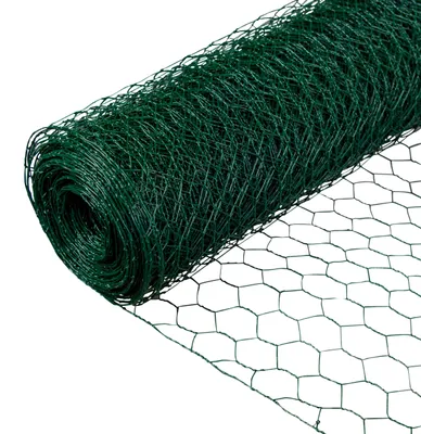Produktbild von horizont Maschendrahtzaun 100cm Höhe 25m Länge - Maschenweite 25 x 45 mm - grün PVC ummantelt - Sechseckgeflecht, Drahtgitter grobmaschig, Hasendraht, Drahtzaun, Kaninchendraht, Hasengitter