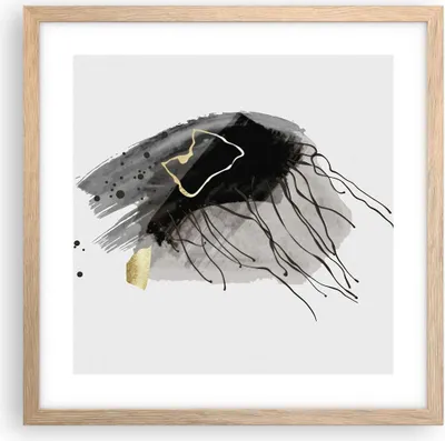 Produktbild von Gerahmtes Poster - Rahmen in heller Eiche - Abstraktion dunkel Farben - 40x40 cm - Wand Bild - Wanddeko - Wandbilder - Wandposter - Bilderrahmen - Bilder - Kunstdruck - Wandbild - P2NAC40x40-4337